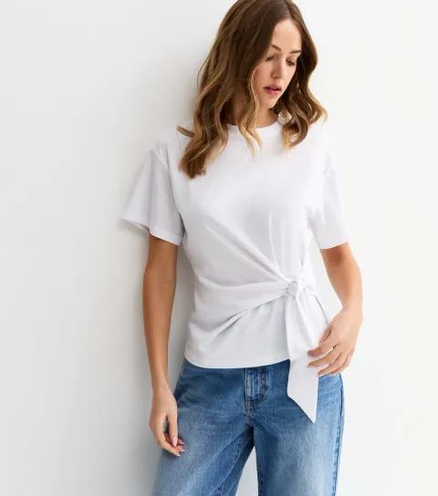 White Side Tie T-Shirt
