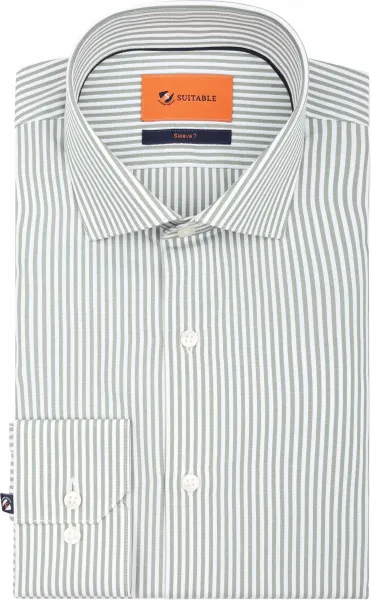 Suitable Twill Shirt Extra Long Sleeves Stripe Green size 39