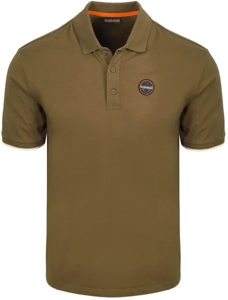 Napapijri E-Badge Polo Shirt Olive Green Dark Green maat L