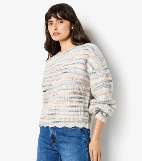 Off White Textured Space Dye Jumper