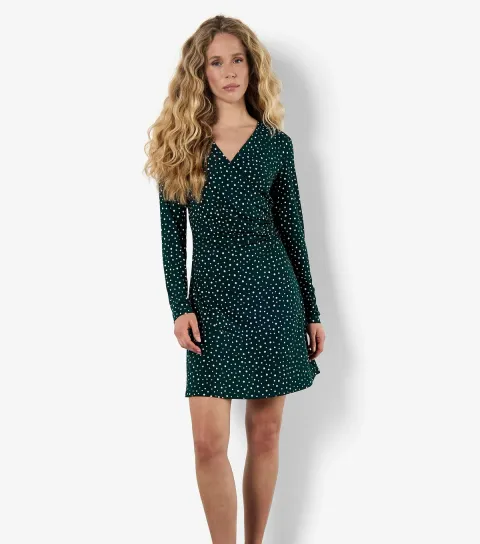 Green Polka Dot Long Sleeve Mini Dress