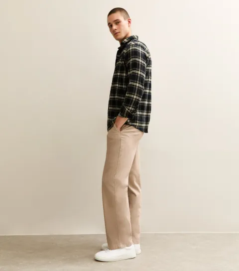 Stone Relaxed Straight Leg Chino Trousers