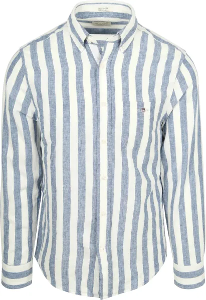Gant Cotton Linen Shirt Stripe Blue maat L