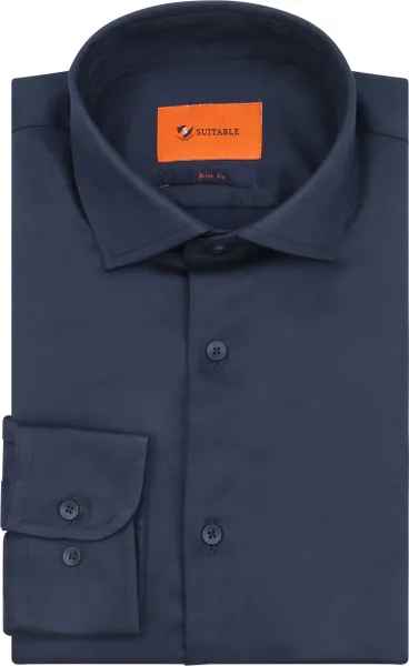 Suitable Satin Shirt Marine Dark Blue Blue size 38