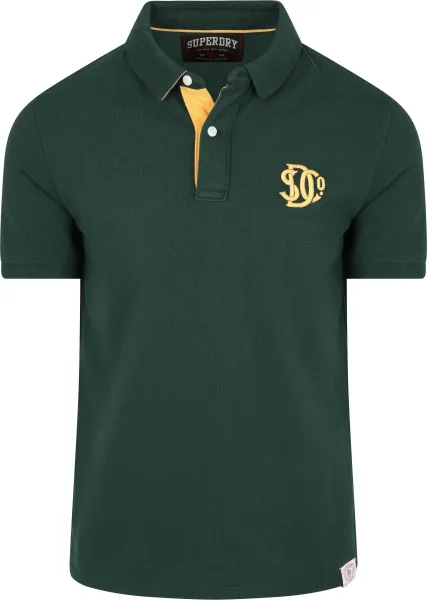 Superdry Polo Piqué Monogram Dark Green Dark Green maat L
