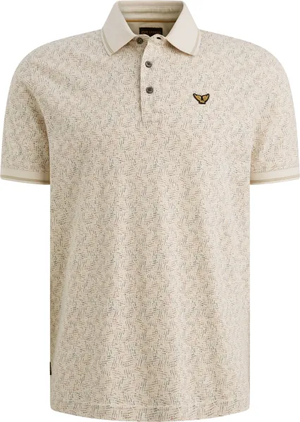 PME Legend Polo Shirt Piqué Print Ecru Off-White Beige maat 3XL