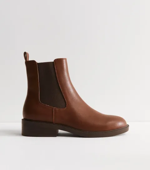 Tan Faux Leather Chelsea Ankle Boots Vegan