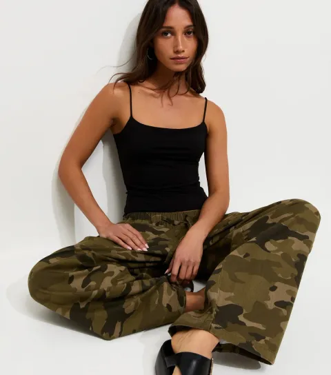 Black Slinky Square Neck Cami Top