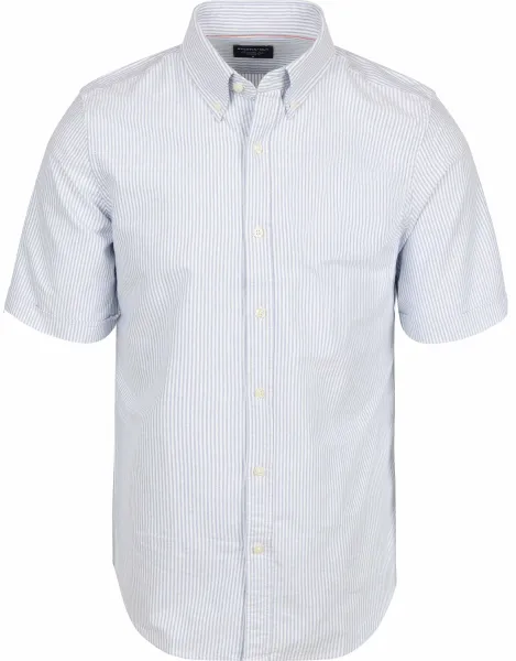 Steppin' Out Short Sleeve Shirt Oxford Yale Stripes Light Light blue Blue maat L