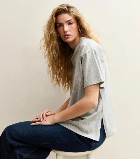 Light Grey Side Split T-Shirt