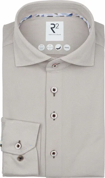 R2 Shirt Technical Knitted Dobby Beige size 38