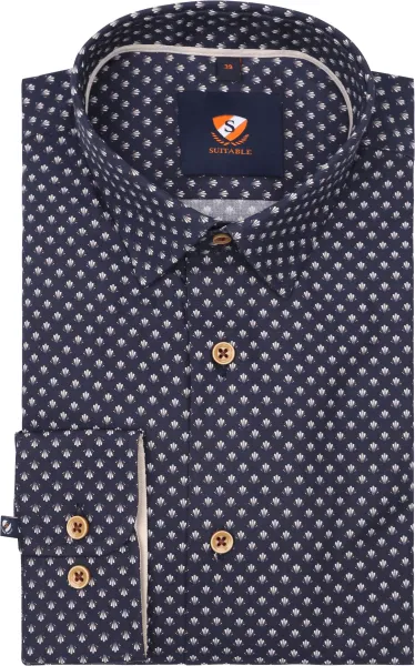 Suitable Shirt Print Dark 267-10 Blue Dark Blue size 38