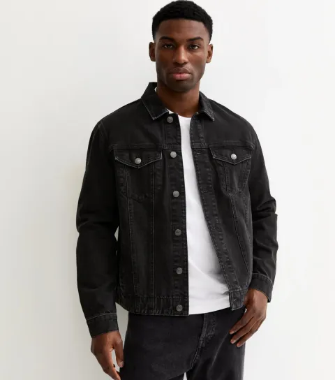 Black Faded Distressed Denim Jacket