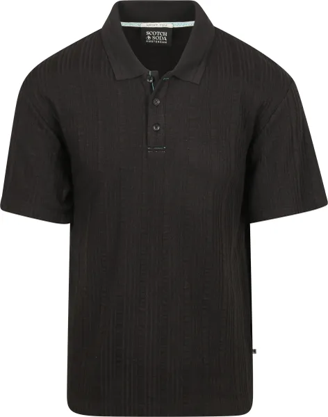 Scotch & Soda Knitted Polo Structured Black maat L