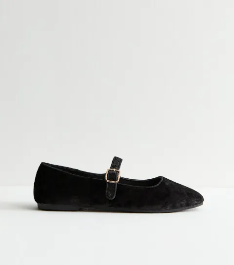 Black Velvet Mary Jane Shoes Vegan