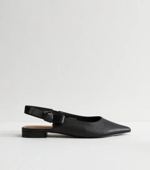 Black Bow Strap Slingback Pumps