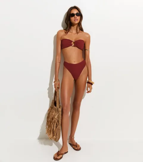 Rust Crinkled High Leg Hipster Bikini Bottoms