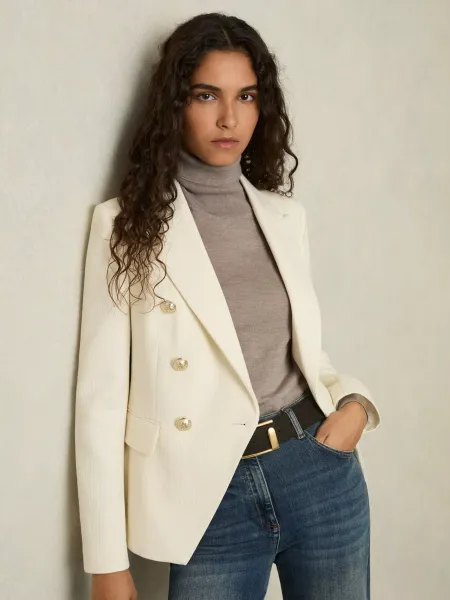 Reiss Tally Wool Blend Double Breasted Blazer