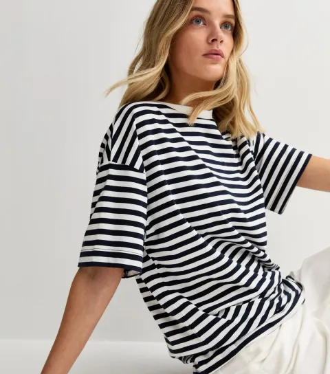 Blue Striped Oversized T-Shirt