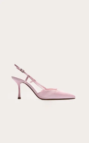 Wide Fit Baby Pink Satin Point Toe High Stiletto Court Heels