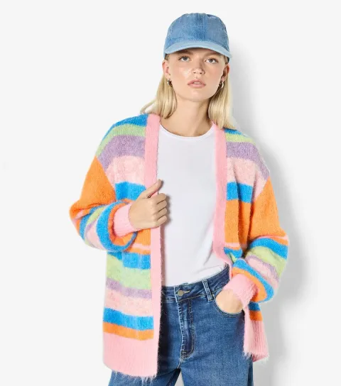 Pink Striped Cardigan