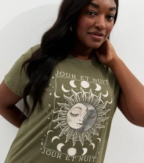 Plus Size Green Cotton Mystical Sun T-Shirt Curves
