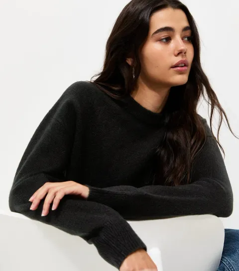 Black Midweight Crew Neck Jumper
