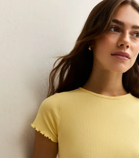 Petite Yellow Frilly Trimmed T-Shirt