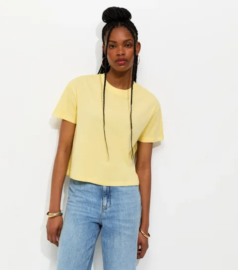 Light Yellow Cotton Boxy Fit T-Shirt