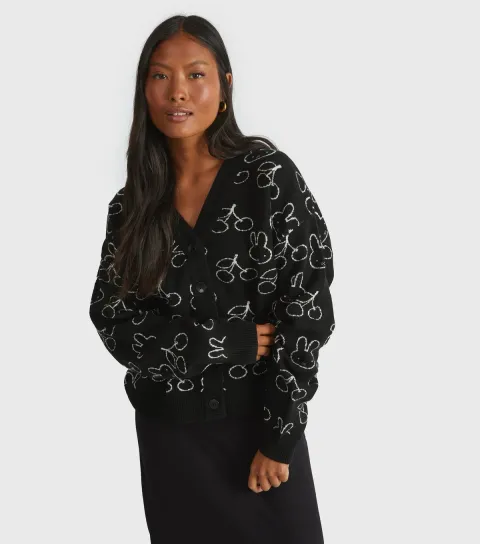 Black Miffy Pattern Cardigan