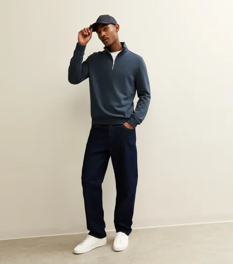 Navy Regular Quarter Zip Sweatshirt