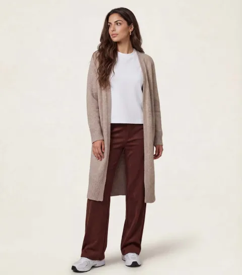 Light Brown Longline Cardigan