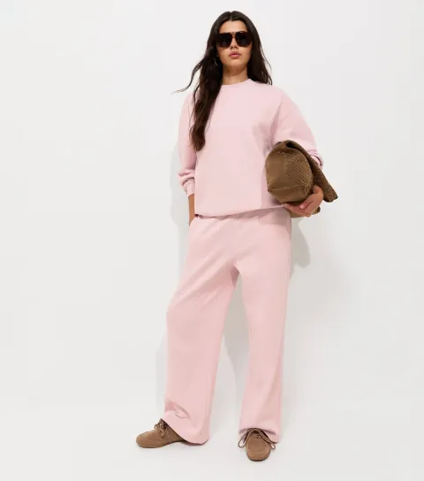 Light Pink Cotton Rich Wide Leg Joggers