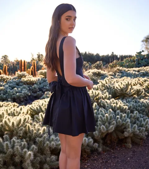 Black Bow Back Mini Dress