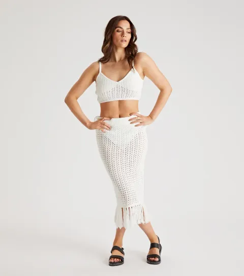 White Crochet Crop Top