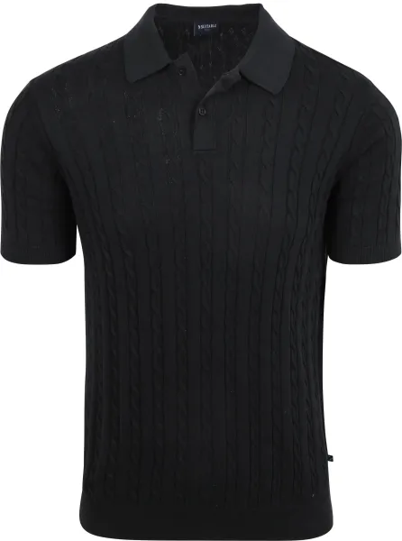 Suitable Respect Polo Shirt Knit Cable Navy Blue Dark Blue maat L