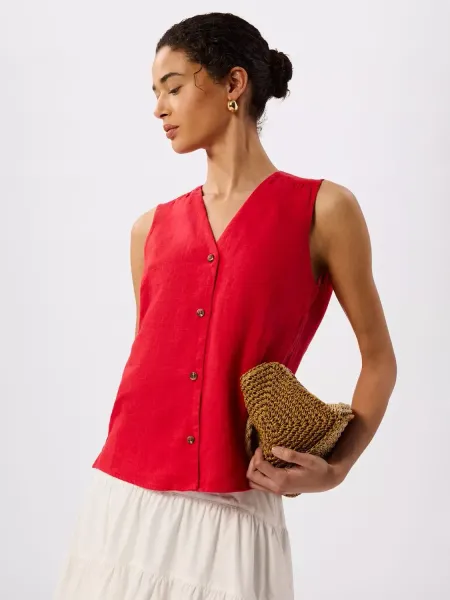 Whistles Laura Pure Linen Vest Top