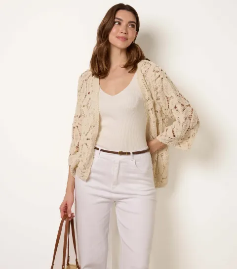 Stone Floral Crochet Cardigan