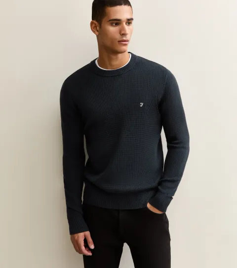 Navy Regular Fit Knitted Crew Neck Jumper