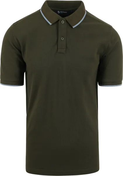 Suitable Respect Polo Shirt Tip Ferry Olive Dark Green Green maat L