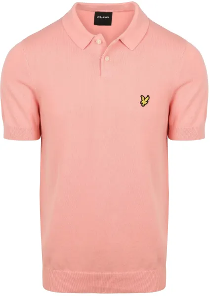 Lyle & Scott Knitted Polo Shirt Grapefruit Pink maat L