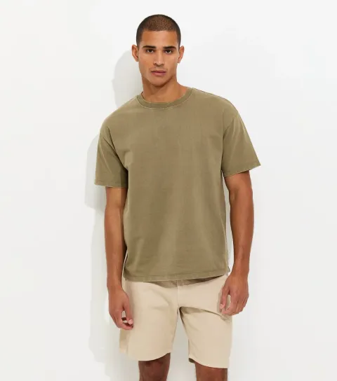 Stone Cotton Regular Fit Denim Shorts