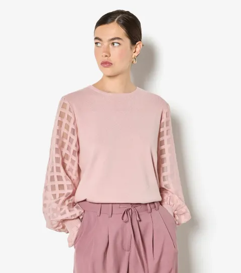 Light Pink Check Organza Jumper