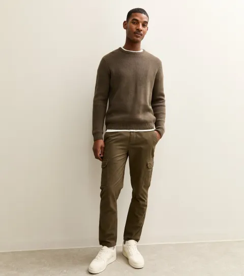 Dark Khaki Slim Cargo Trousers
