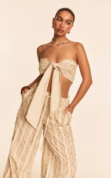Stone Frayed Linen Look Multiway Beach Top