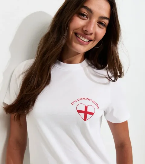 White Cotton England Heart Relaxed T-Shirt