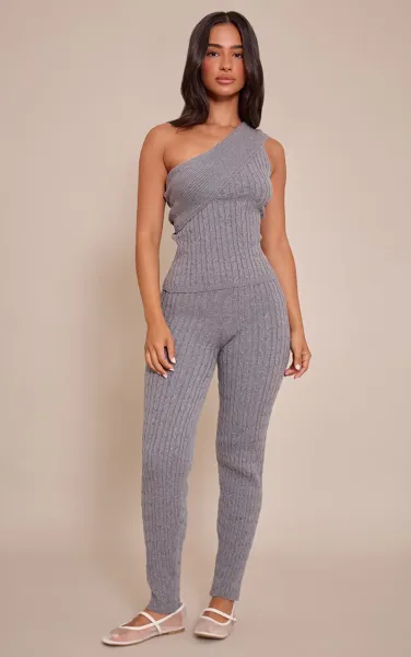 Petite Charcoal Cable Knit Trousers