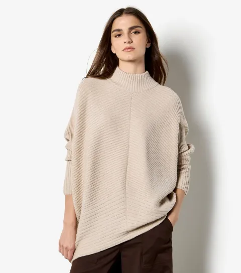 Stone Chevron Knit High Neck Jumper