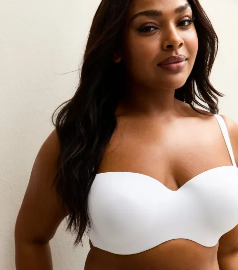 Plus Size White Microfibre Multiway Strapless Bra Curves