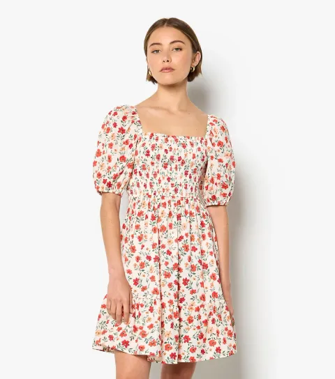 Cream Smock Mini Dress
